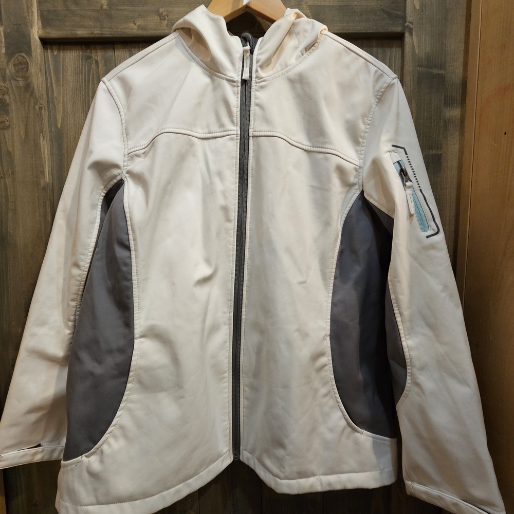 White and Gray Zip-Up Jacket